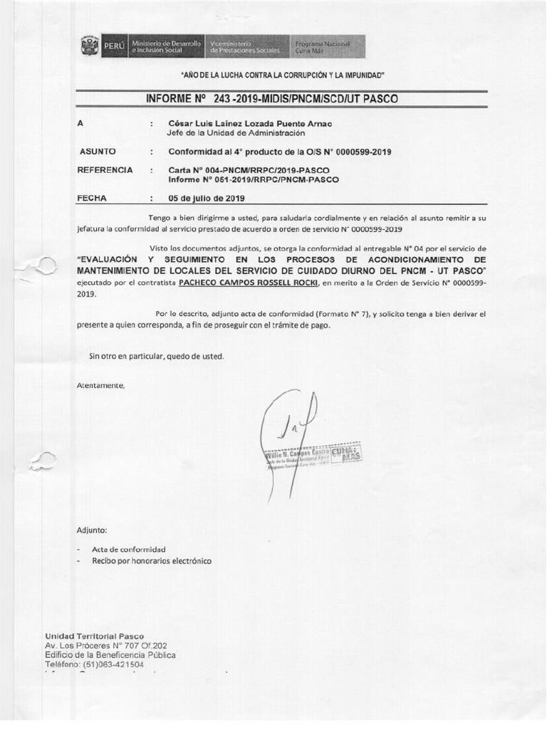 Producto 4° de La Orden de Servicio #0000599-2019 | PDF