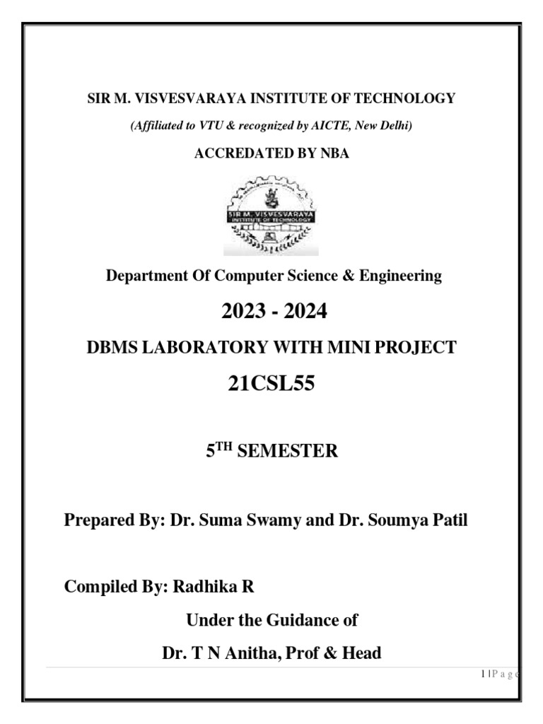 DBMS Lab Mini Project Guidelines 2023 | PDF