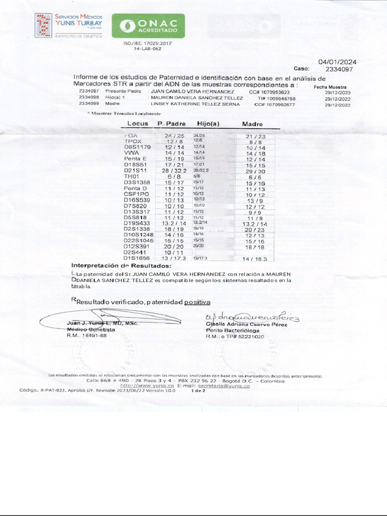 Prueba De Paternidad Pdf