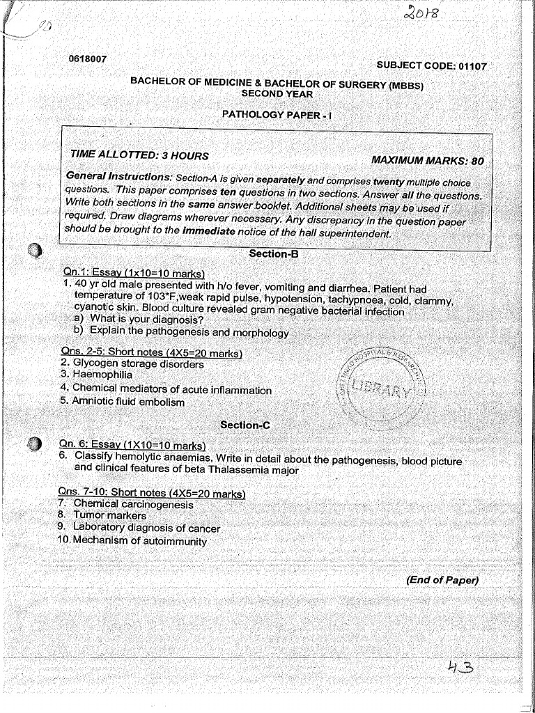 Pathology Previous Year | PDF