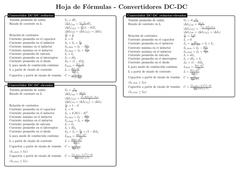 Fórmulas para Convertidores DC-DC | PDF | Tecnología de información y ...