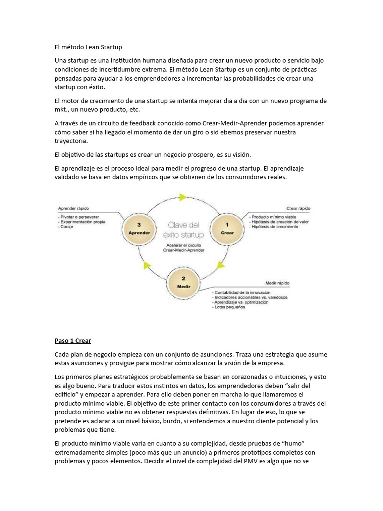 El Método Lean Startup: Guía Práctica | PDF | Empresa de inicio ...