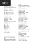 ATI Normal Lab Values Overview | PDF | Medical Specialties