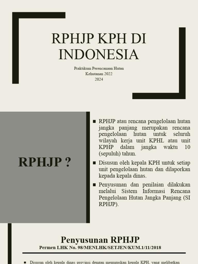 RPHJP dan KPH dalam Pengelolaan Hutan | PDF