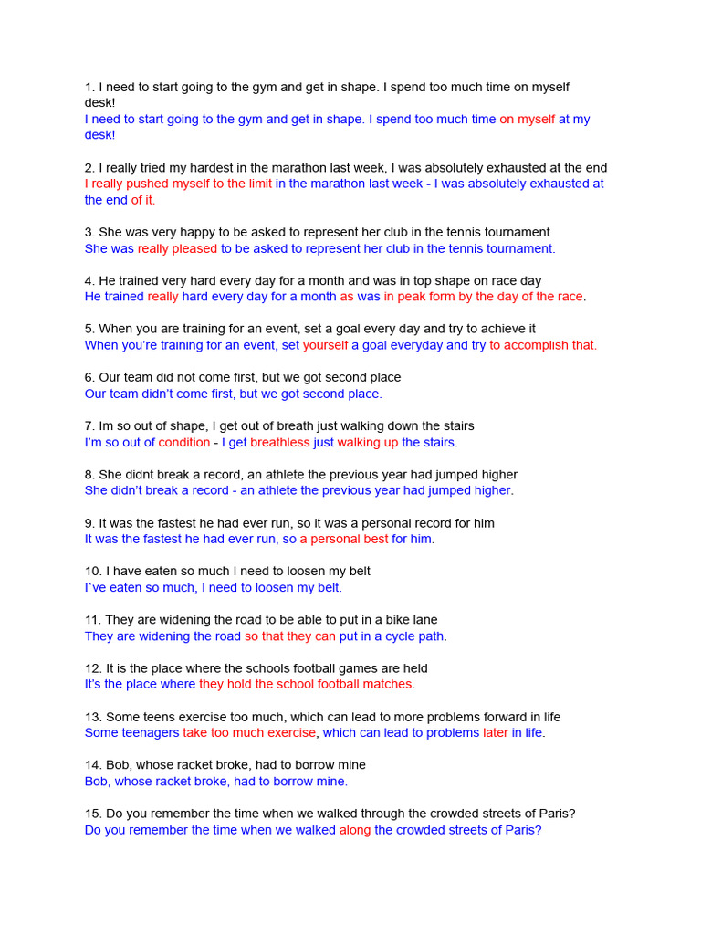Fitness and Training Reflections | PDF