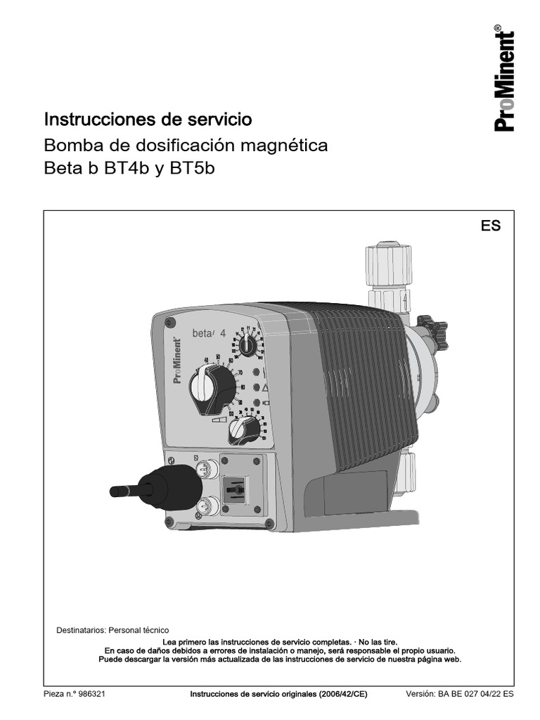 Manual de Servicio Bomba Beta 4 | PDF | Bomba | Relé
