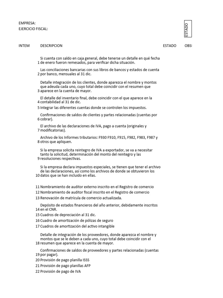 Checklist Cierre Contable Mensual Excel | PDF | Contabilidad | Business