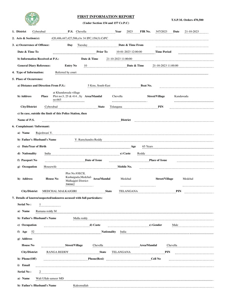 First information report pdf