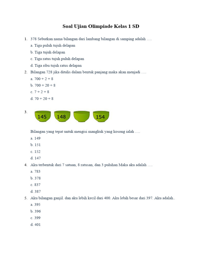 Soal Ujian Olimpiade Kelas 1 Sd Pdf Metode Bahan Ajar
