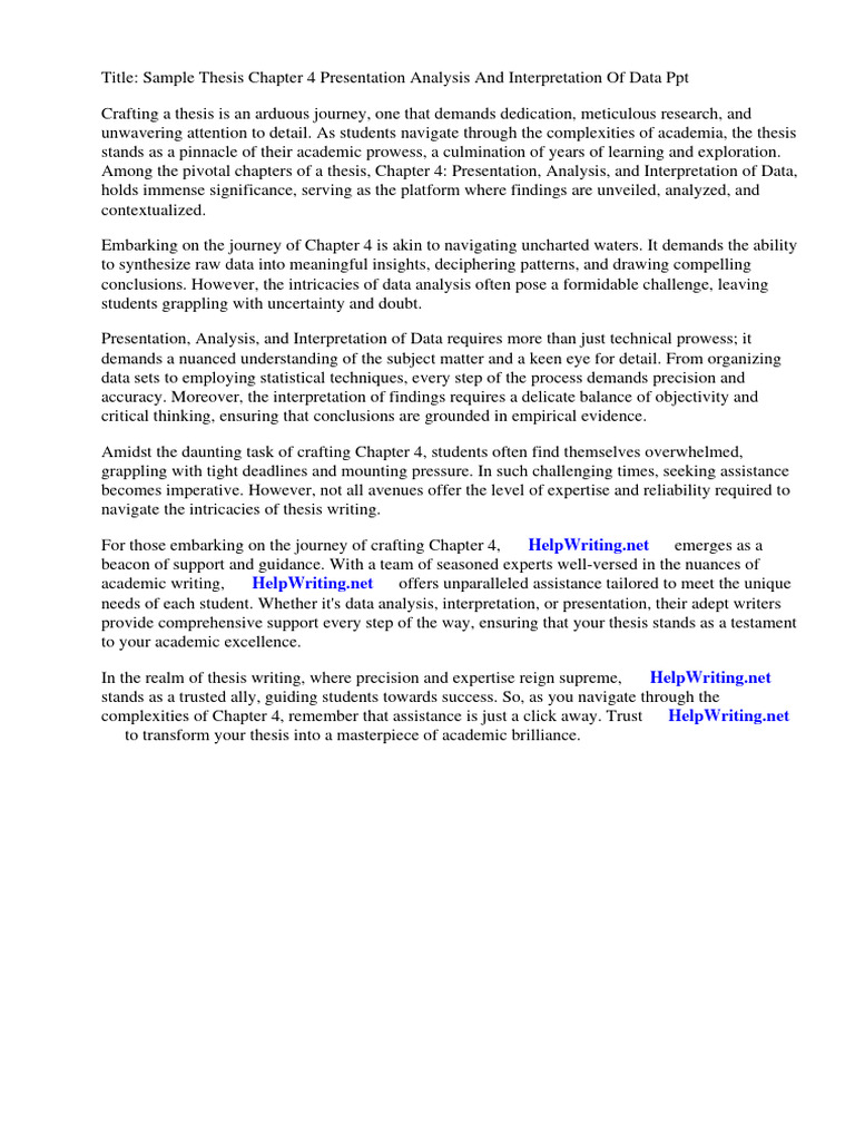 Sample Thesis Chapter 4 Data Analysis Qualitative Research