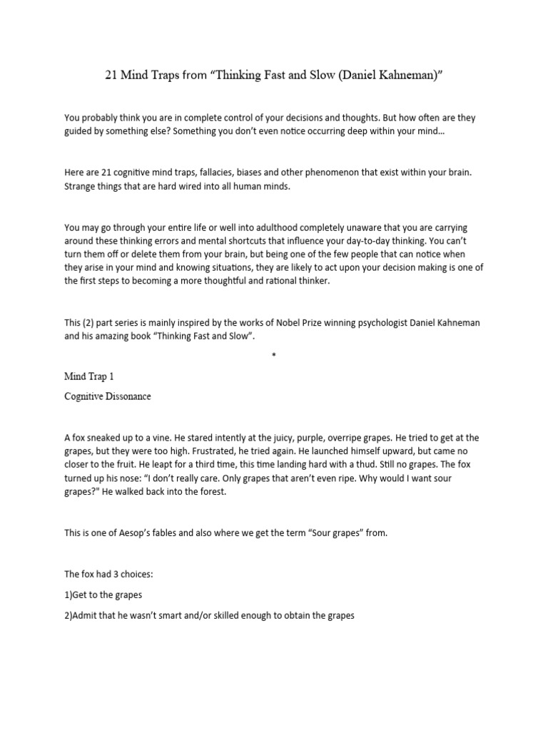 21 Mind Traps Summary Pdf Bias Evidence