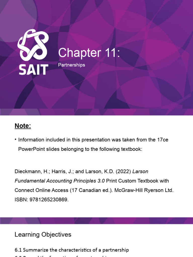 Chapter 11 - PowerPoint - F2023 | PDF | Partnership | Equity (Finance)