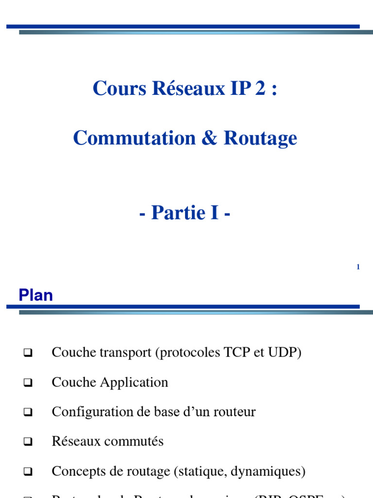 Commutation, Routage et Protocoles IP | PDF | Adresse IP | Protocole de ...