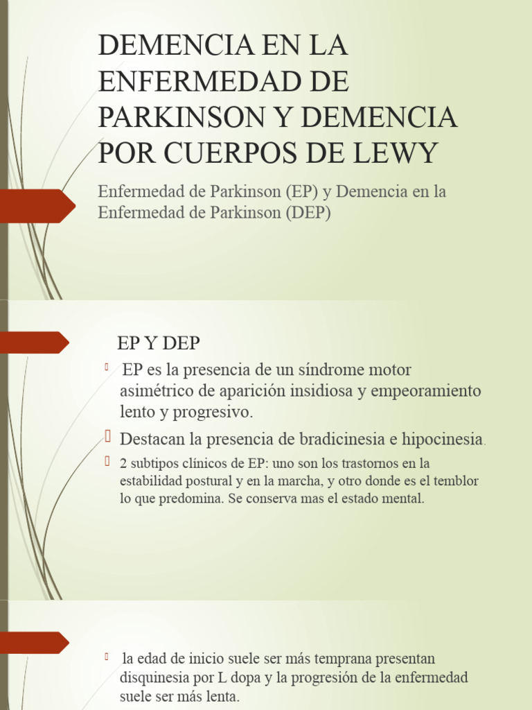 Demencia en Parkinson y Cuerpos de Lewy | PDF | Demencia | Enfermedad ...