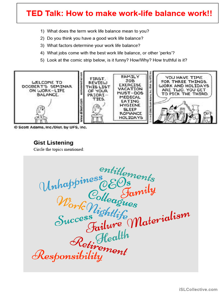 TED Talk - How To Make Work-Life Balance Work | PDF