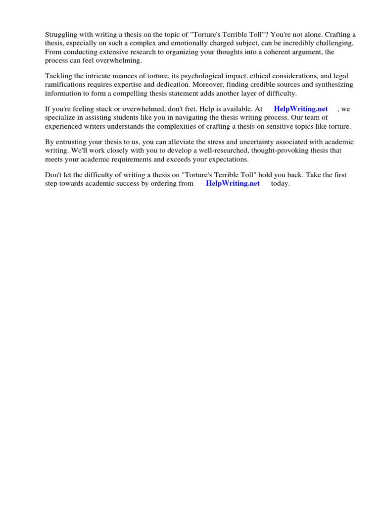 Tortures Terrible Toll Thesis | PDF | Enhanced Interrogation Techniques ...