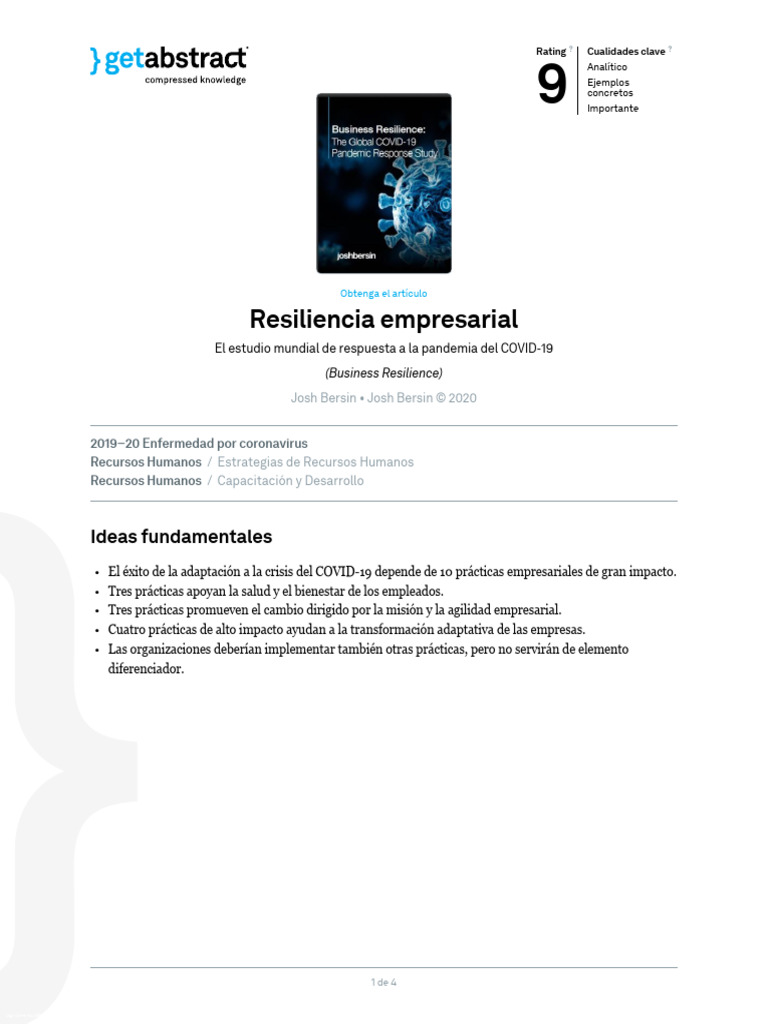 Resiliencia Empresarial Bersin Es 41326 | PDF | Gestión de recursos ...