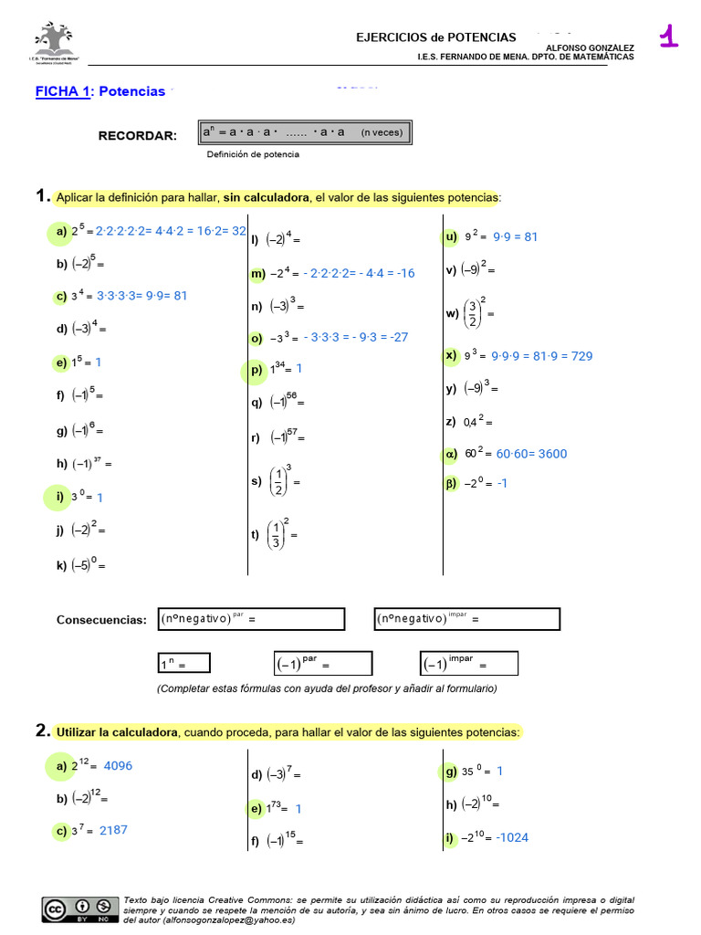 Potencias 2º Eso Pdf