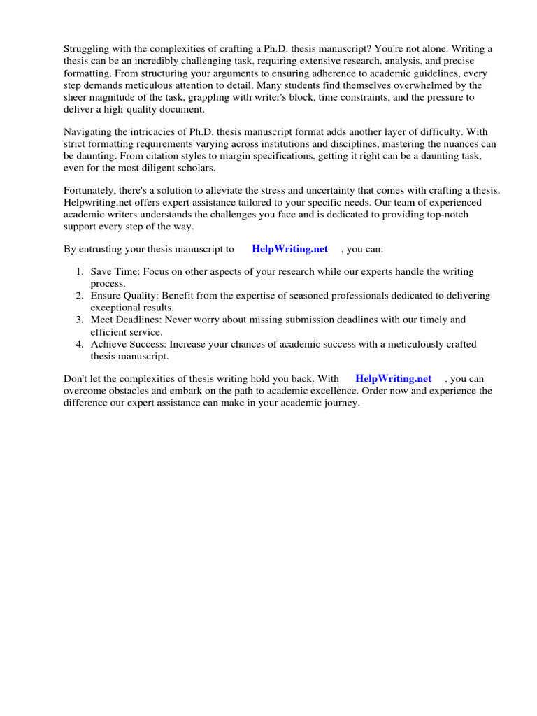 PHD Thesis Manuscript Format | PDF | Thesis | Leadership
