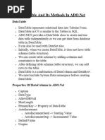 DataTable and Its Methods in