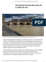 Paris - Plus de 400 Migrants Évacués Des Quais de Seine À Cause Du Risque de Crue