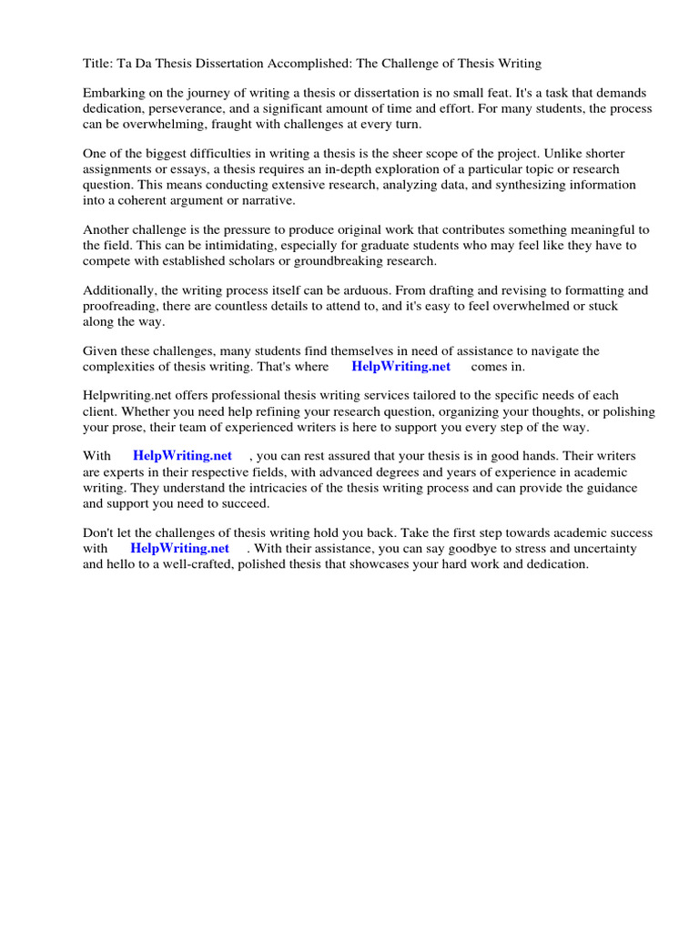 Thesis Writing Challenges & Solutions | PDF
