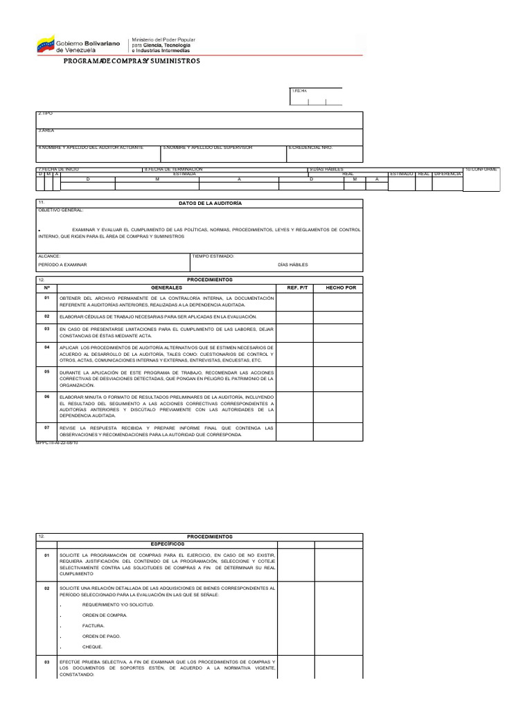 Programa de Auditoría de Compras | PDF | Auditoría