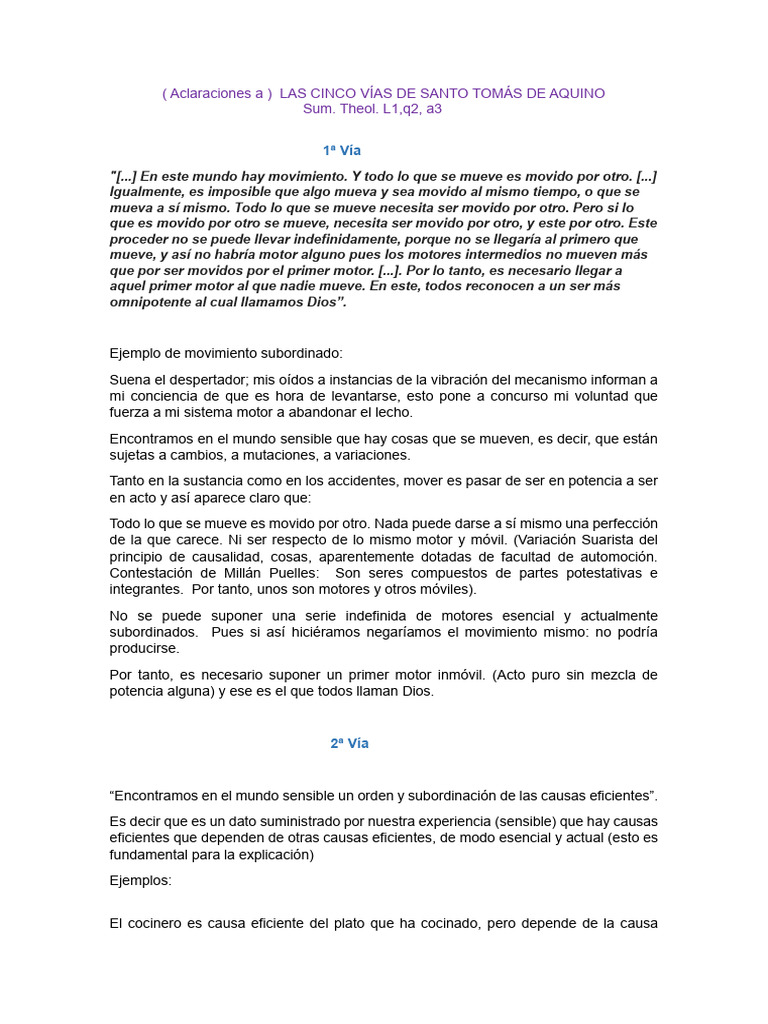 Las Cinco Vias de Santo Tomas de Aquino PDF Tomás de Aquino