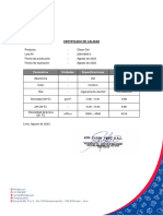 Parámetros Unidades Especificaciones Resultados: Certificado de Calidad