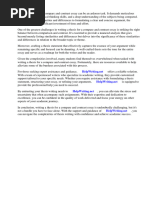 Thesis for a Compare and Contrast Essay