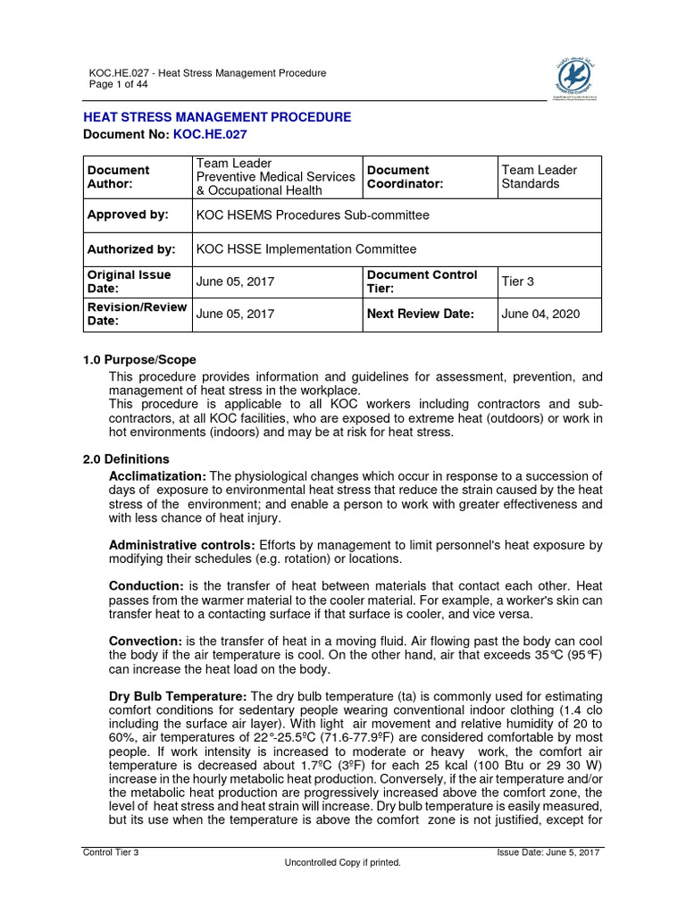 Heat Stress Management Guidelines | PDF | Humidity | Hyperthermia
