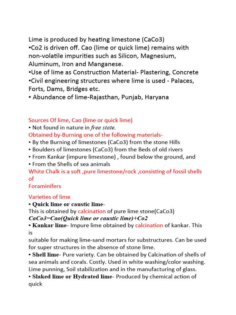 Uses and Varieties of Lime in Construction | PDF | Lime (Material ...