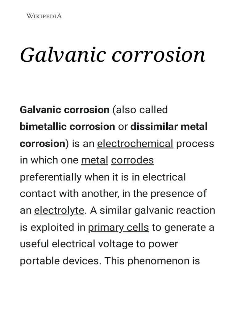Galvanic corrosion wikipedia download free pdf corrosion