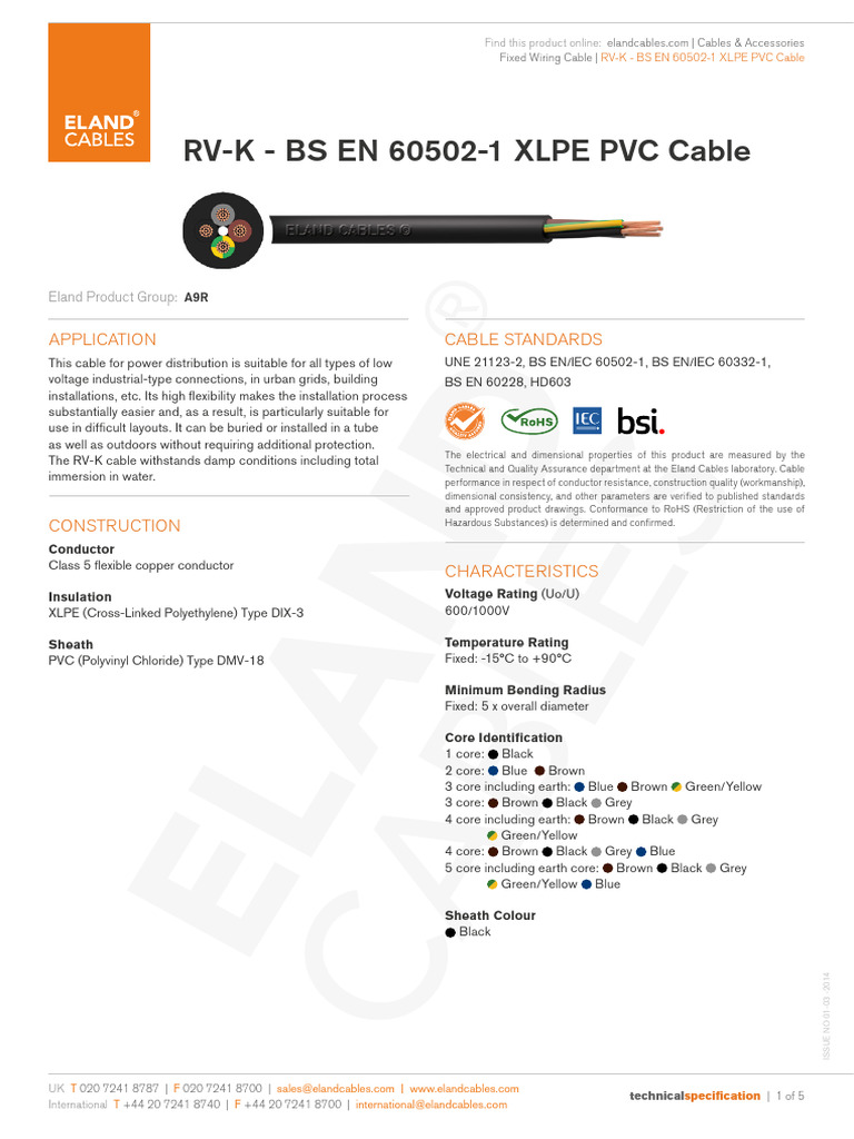 RV K Cable | PDF | Electrical Wiring | Electrical Conductor