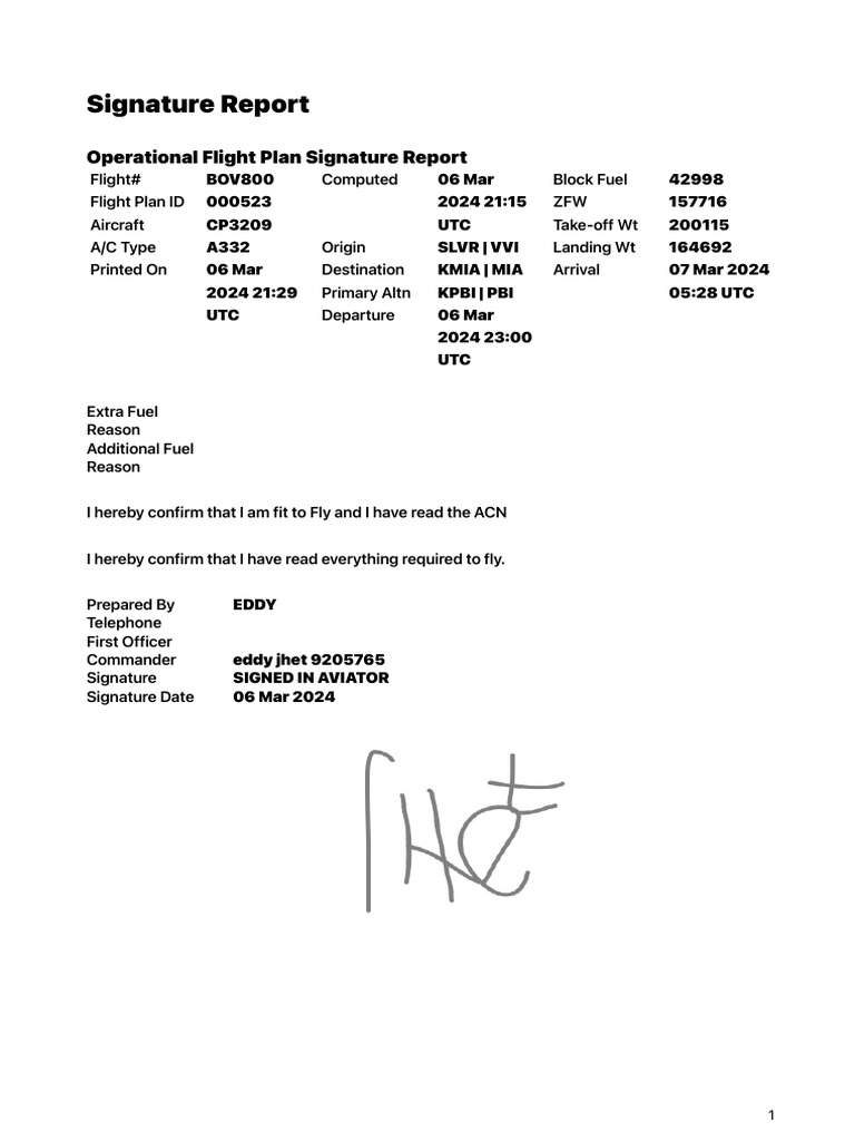 Flight Plan for Aviation Crew | PDF | Aircraft | Aeronautics