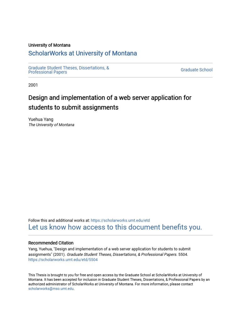 Design and Implementation of A Web Server Application For Student | PDF