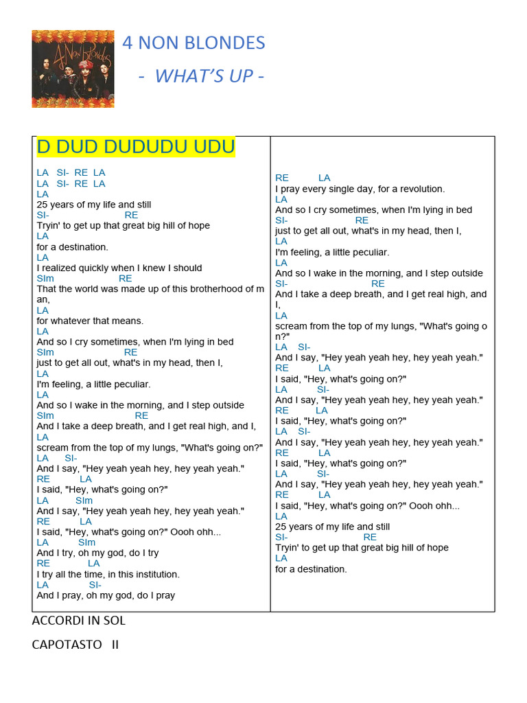 What's Up Lyrics by 4 Non Blondes | PDF