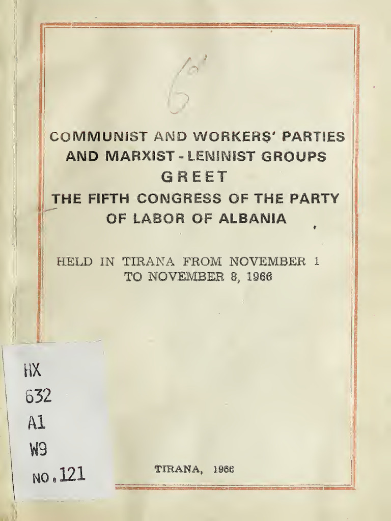Communist Parties Greet The 5th Congress of PPSH of Albania | PDF