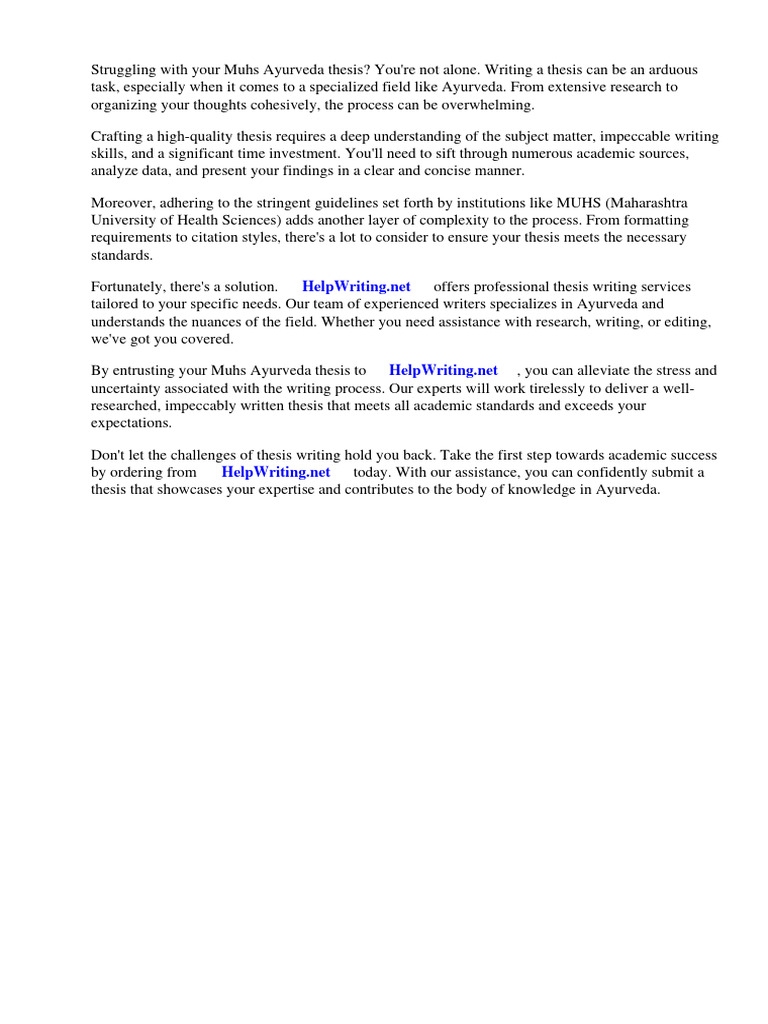 Muhs Ayurveda Thesis | PDF | Ayurveda | Thesis