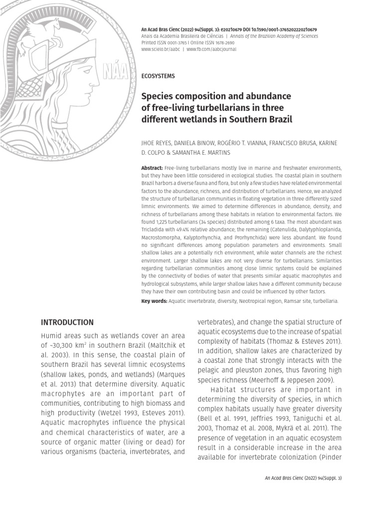 Turbellarian Diversity in Southern Brazil Wetlands | PDF | Wetland ...