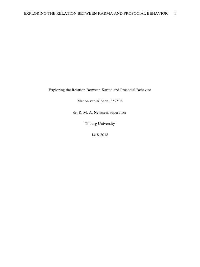 Exploring The Relation Between Karma and Prosocial Behavior | PDF ...