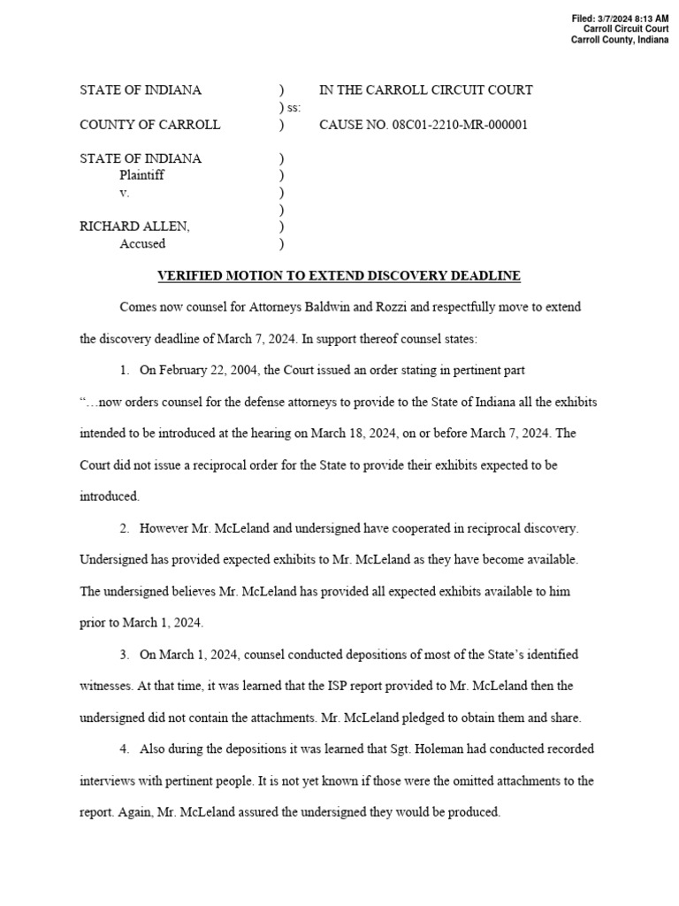 Delphi Verified Motion To Extend Discovery Deadline | PDF | Discovery ...