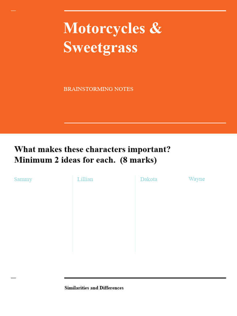 motorcycles sweetgrass brainstorming notes PDF