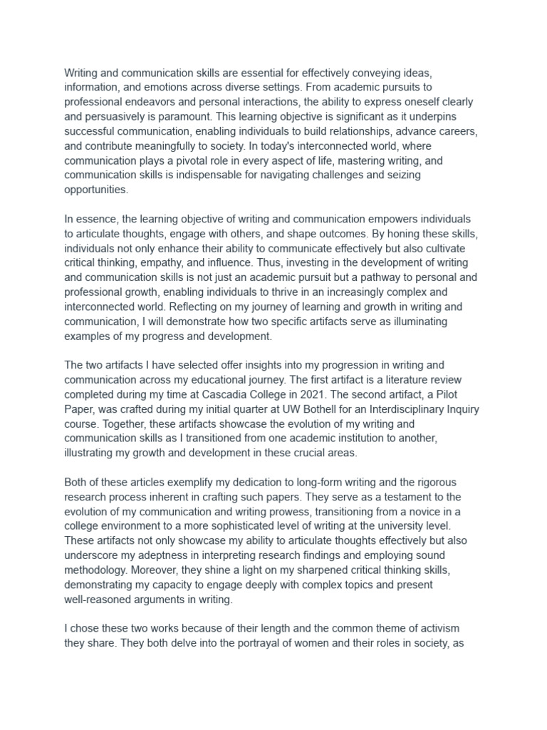 Writing and Communications Mini Portfolio | PDF | Communication | Thought