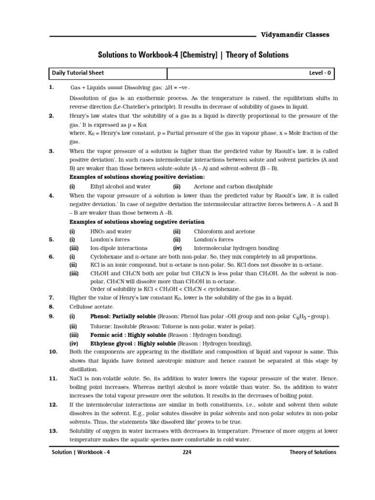 Theory Of Solutions Workbook Solutions Pdf