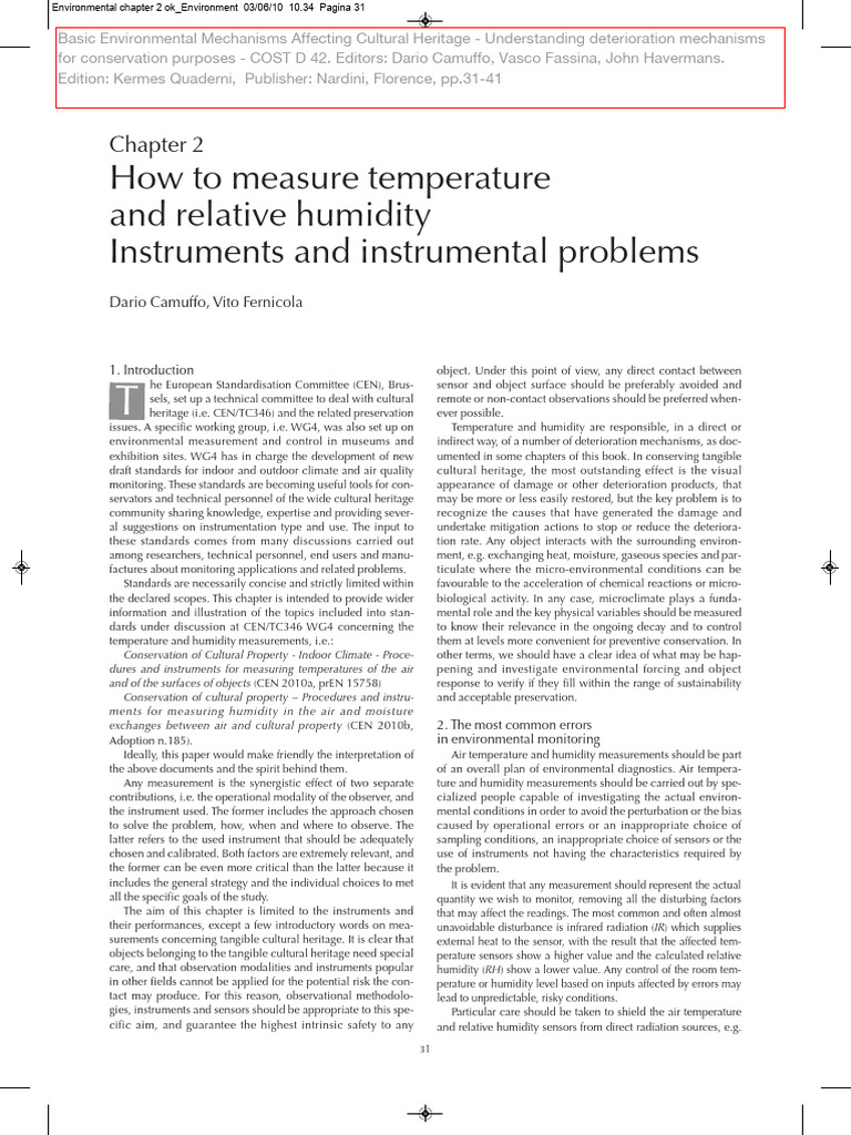 Measuring Temperature & Humidity for Conservation | PDF | Physical ...