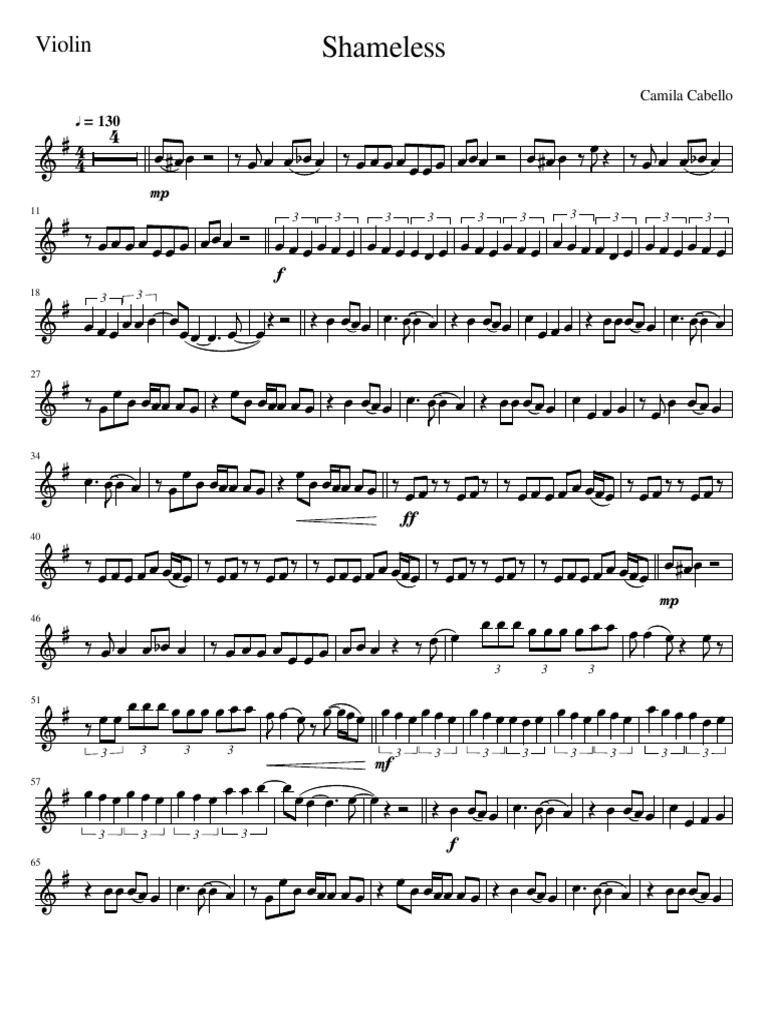 Shameless: Violin | Download Free PDF | Songs Written | Pop Songs