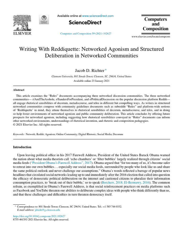 Reddiquette and Networked Agonism | PDF | Rhetoric | Community