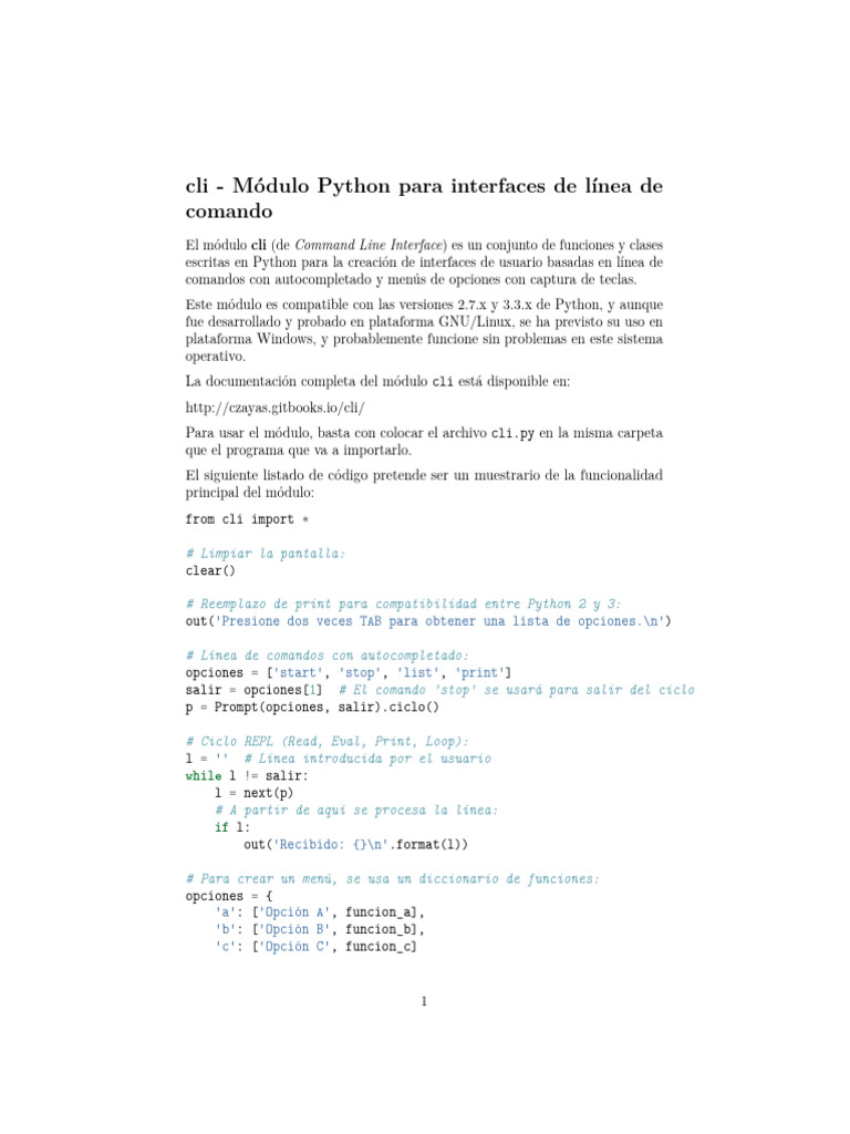 Cli - Módulo Python para Interfaces de Línea de Comando | PDF