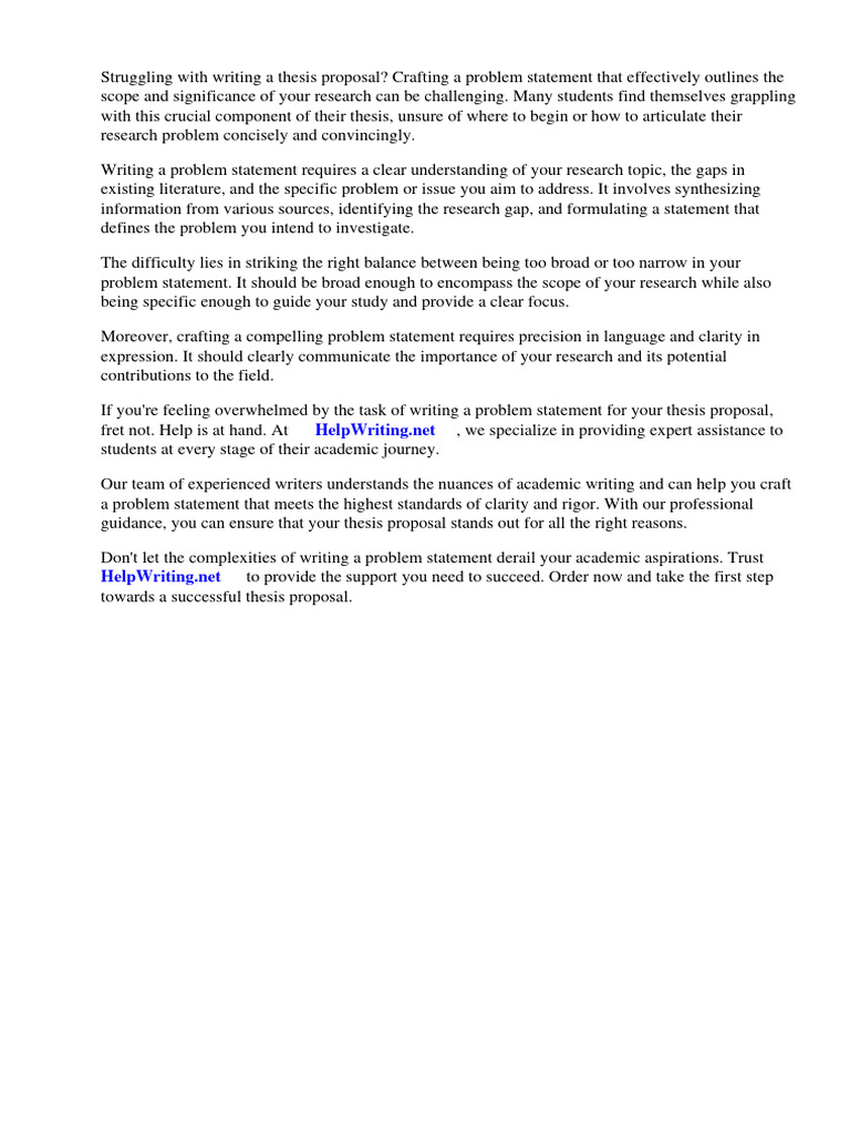 How to write a problem statement for a thesis proposal pdf thesis